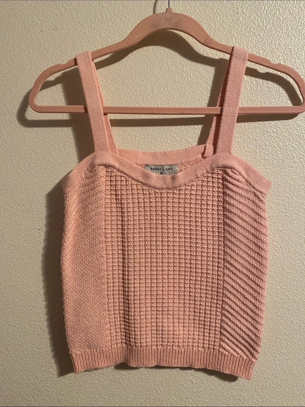 Sandy Liang Pink Knit Tank Top